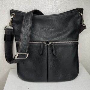 Longchamp Le Foulonne Crossbody Shoulder Messenger Crossbody Bag Black Leather